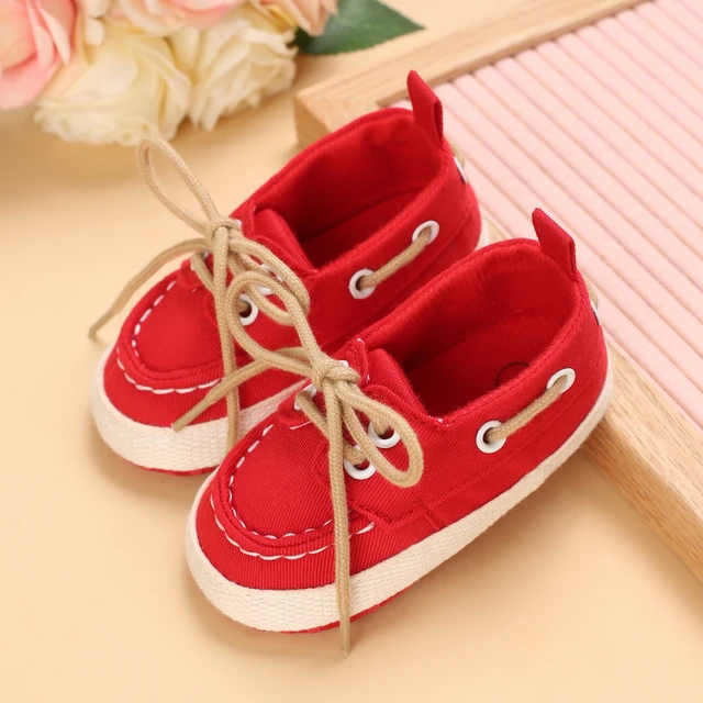 Newborn Baby Prewalker Girls Boys Casual Shoes Leather Non-Slip Soft-Sole Infant Toddler First Walkers 0-18M Baptism 634 Red