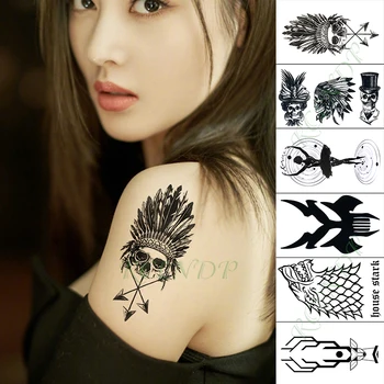 

Waterproof Temporary Tattoo Sticker Indian skull feather hat ballet girl tatto flash tatoo fake tattoos for kids men women