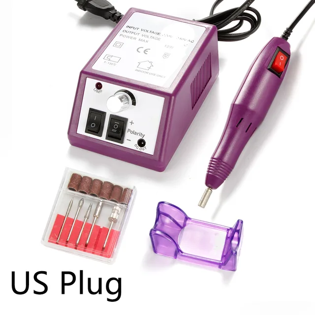 Professional Manicure Machine Sets Electric Nail Drill Bits Mill Cutter Nail Art Sanding File Gel Cuticle Remover Ceramic Cutter Purple US