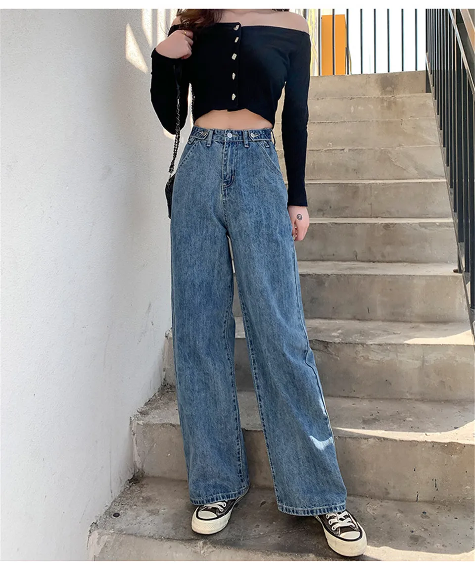 ariat jeans Woman Jeans High Waist Clothes Wide Leg Denim Clothing Blue Streetwear Vintage Quality 2020 Fashion Harajuku Straight Pants bell bottom jeans