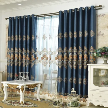 

European Style Curtains for Living Dining Room Bedroom Light Luxury Embroidery Curtains Tulle Finished Product Customization