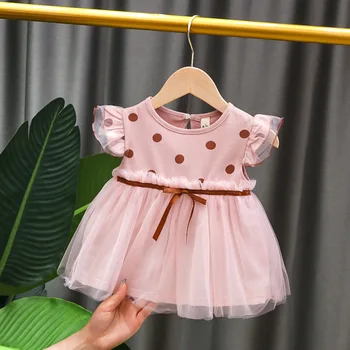 

Cute dot Vestido infantil Baby Girl Dress summer Cotton Lace splice Dresses princess Clothing 0-24 Months girls clothes
