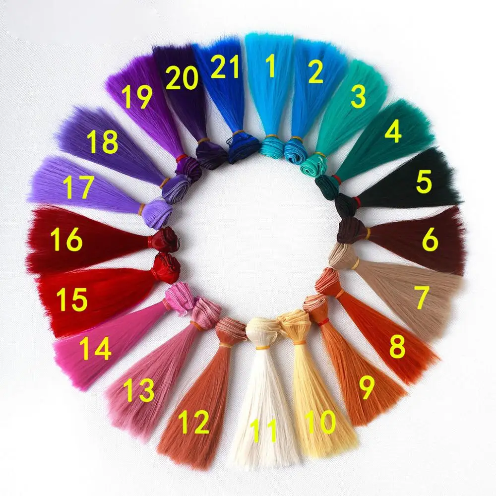 5 unids/lote 15cm x 100cm BJD cabello peluca para muñeca pelucas rectas pelo. 21 colores opción