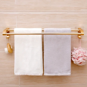 

Space Aluminum Double Poles Towel Hanger Wall-Mounted Towel Rack Bathroom Towel Bar Holder Household Supplies