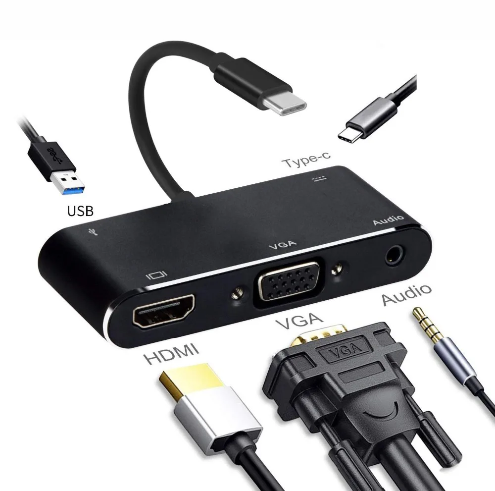 

USB C HUB For Macbook Pro/Air USB Type C to 4K HDMI Adapter VGA PD USB 3.0 USB Type C Dock 3.5mm jack