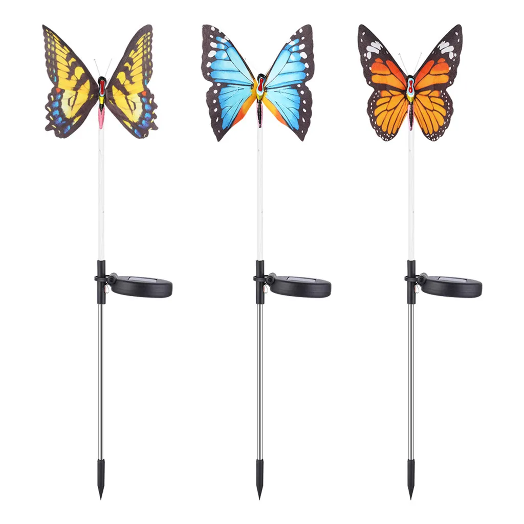 3PCS Butterfly Solar Power LED Light Outdoor Garden Lawn Lamp Decor Fairy Light Flying Butterfly Gardening Decoration Accessory