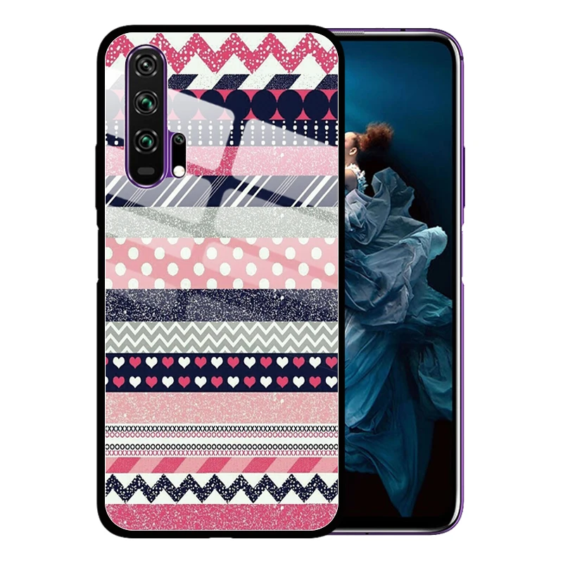 Роскошный Ретро винтажный Чехол из закаленного стекла в полоску для Huawei Honor V30 20 Pro