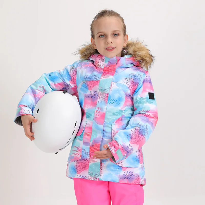 GSOU/лыжная куртка для девочек; зимняя водонепроницаемая куртка для сноуборда; ветронепроницаемая дышащая теплая спортивная детская куртка