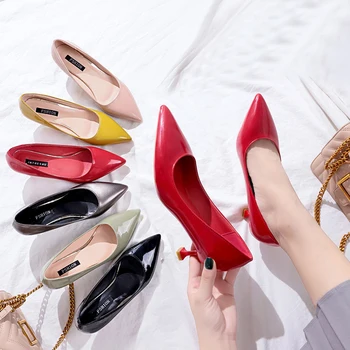 

Concise Comfort High Heels 2019 Autumn New Wild Shallow Mouth Stiletto Single Shoes 6 Cm Dress Party Pumps Elegant Women's Shoes