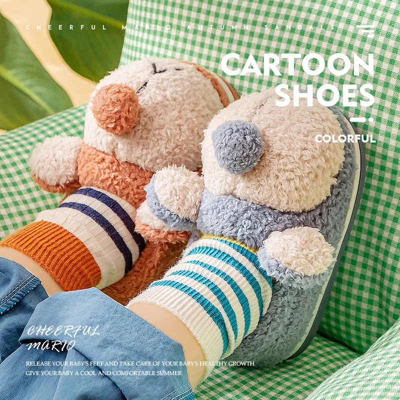 

Kushyshoo Baby Girl Shoes 2020 Fashion Flock Animal Prints Slip-On All-match Kids Slippers Plush Warm Winter Indoor Cotton Shoes