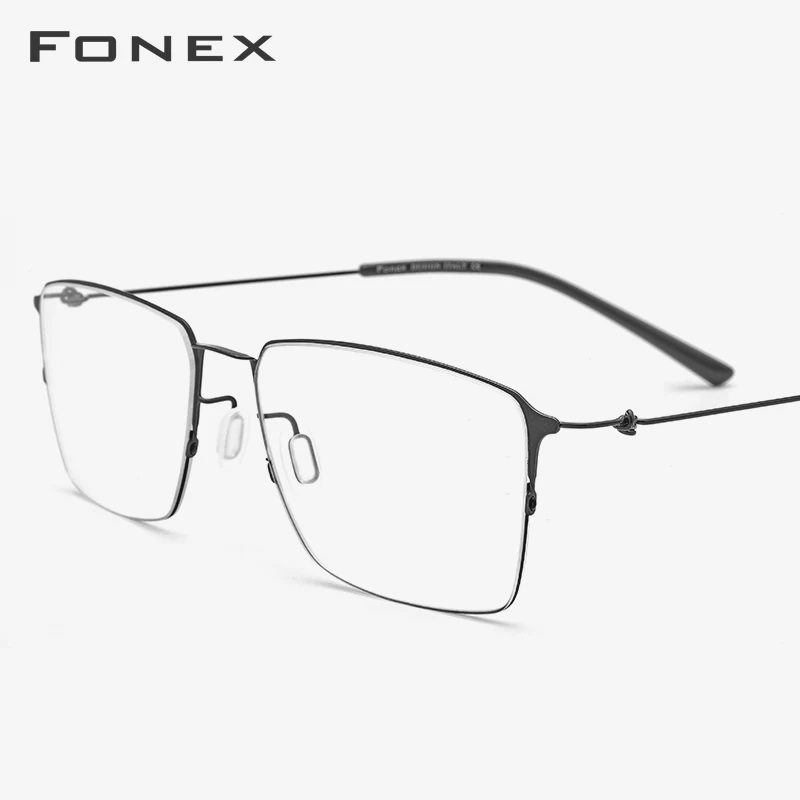 

Titanium Alloy Eyeglasses Frame Men Semi Rimless Prescription Myopia Optical Glasses Frames Women Korean Screwless Eyewear 9861