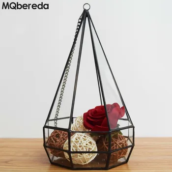 

New Creative Geometric Glass Greenhouse Four Hollow Micro Landscape Plants Home Furnishing Jewelry Crafts Flower Basket