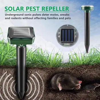 

2pcs Solar Powered Ultrasonic Sonic Mouse Mole Pest Rodent Repeller Repellent Yard LED Light Repeller Outdoor Lamp Yard Garden