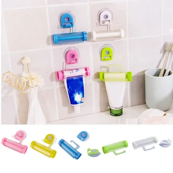 

1PC Plastic Rolling Tube Squeezer Toothpaste Dispenser Sucker Holder Dental Cream Bathroom Manual Syringe Gun Dispenser