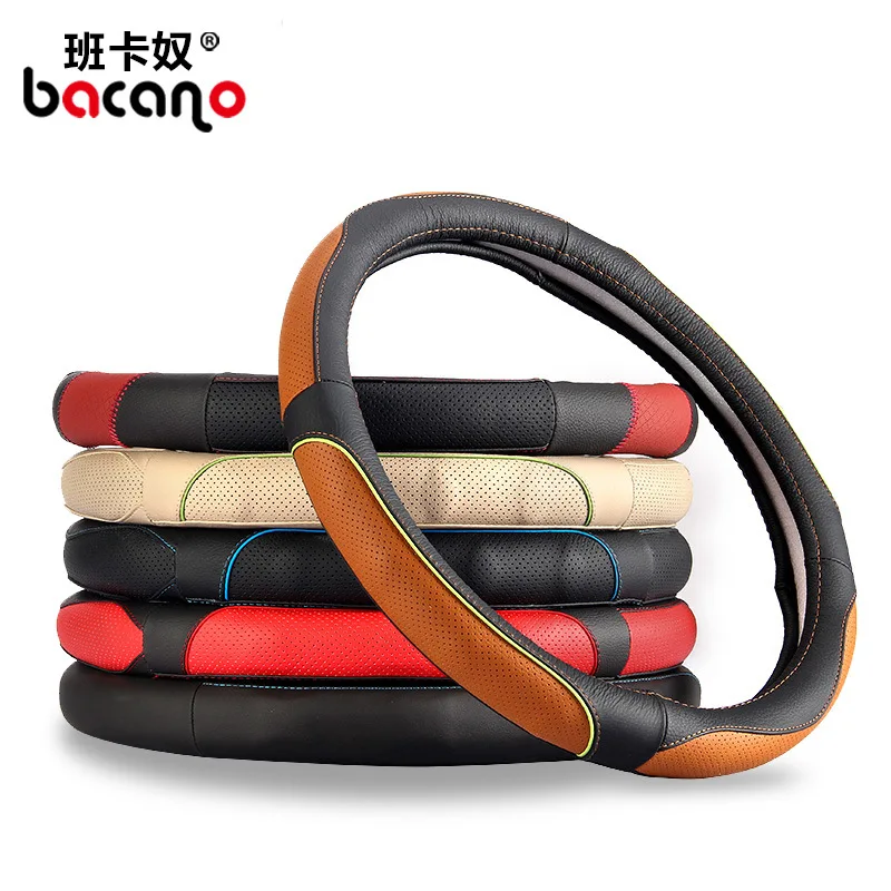 

Bacano Genuine Leather Car Steering Wheel Cover Genuine Leather Grip Cover Shift Knob Cover Steering Wheel Cover Booster Industr