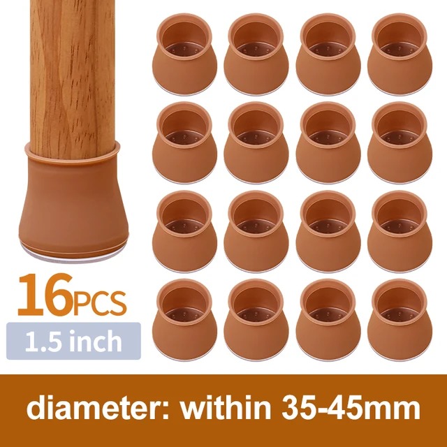 16PCS Silicone Chair Leg Cover Felt Bottom Round Square Furniture Feet Caps Floor Protector Pads for Chair Leg Black Brown White DIA 35-45mm 16PCS