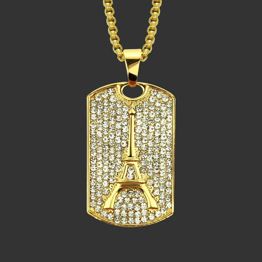 

Europe And America Hip Hop Iron Tower Tags Necklace Exaggeration Fashion Men Military Plates Pendant Pendant