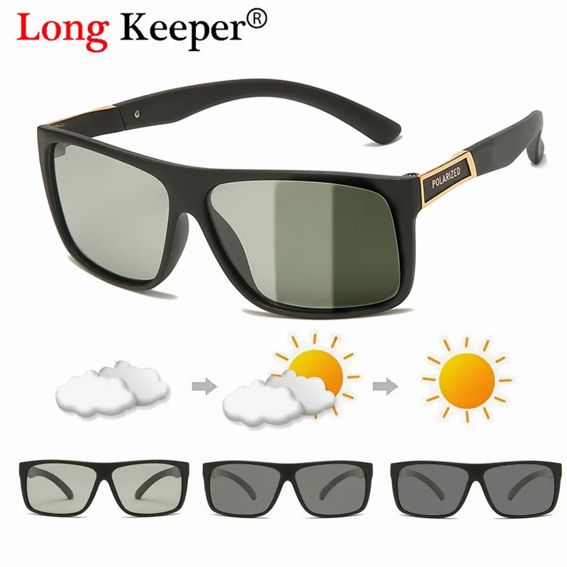 

2020 New Men Photochromic Sunglasses TR90 Frame Black Sports Goggles Women Color Changing Polarized Driving Sun Glasses UV400