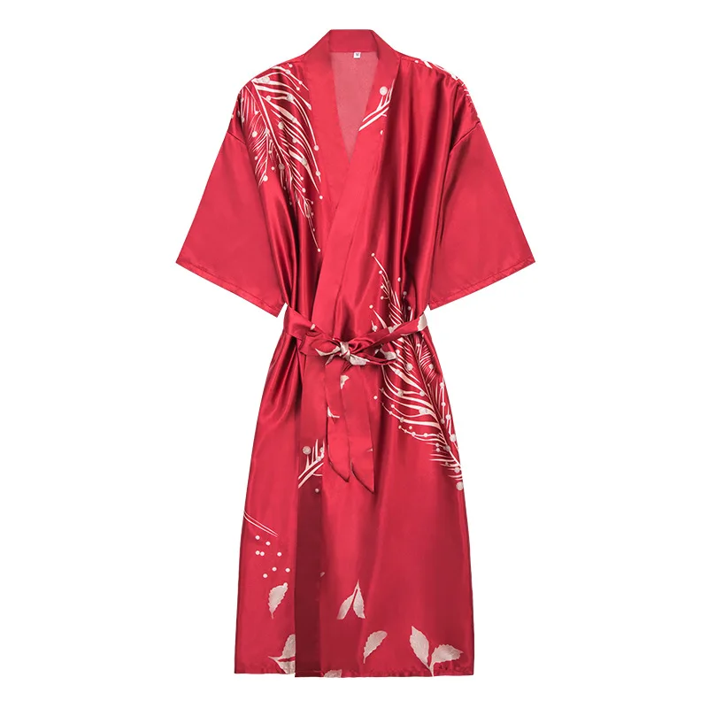 MS new Women's summer kimono robe ladies silk wedding pajamas bathrobe satin pajamas bathrobe pajamas gowns home service M-XXL