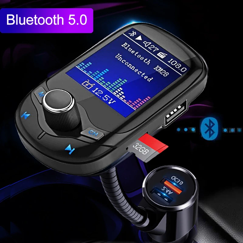FM-модулятор JINSERTA Bluetooth 5 0 большой цветной экран Автомобильный MP3-плеер быстрое
