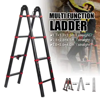 

4.9M 6 Steps Telescoping Dual-Use Herringbone Ladder Multifunctional Extension Tools Width 82mm Aluminium Ladders