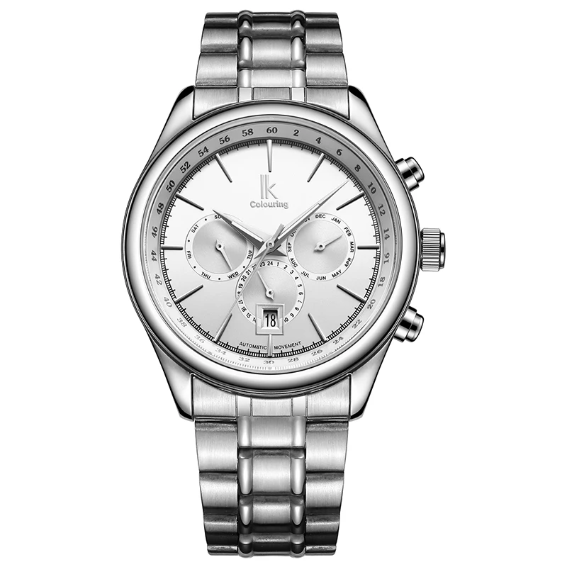 

NewAutomatic Machinery Men Self-winding Watch FashionLeisure SimpleStainless Steel Watchband Multifunctional Waterproof MenWatch