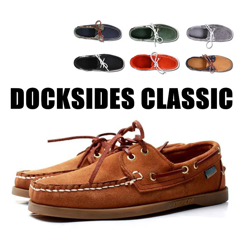 Chaussure Nautique Homme Docksides De Men Genuine Leather Boat Shoes Plus Big Size Navy Black Brown Brand Flats Loafers A045 | Обувь