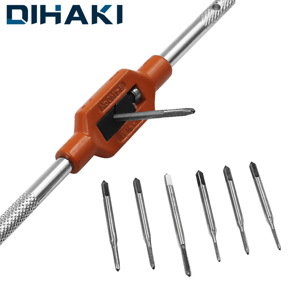 

7 pcs Mini Taps Straight Groove Metric Hand Tap Screw Thread Tap Set Wrench Tool Kit M1 M1.2 M1.4 M1.6 M1.8 M2 M2.5