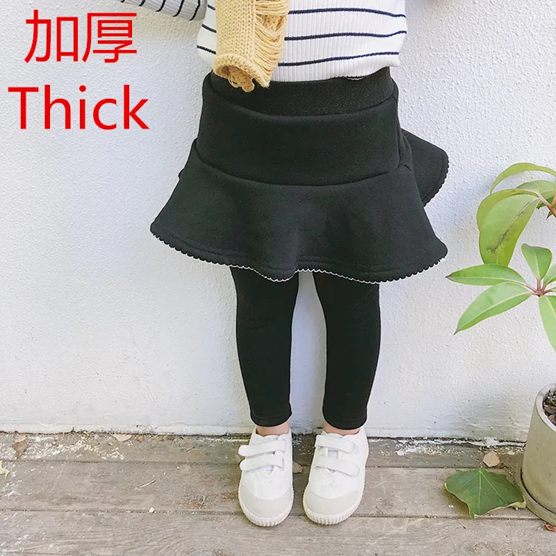 Осенне-зимние теплые хлопковые леггинсы брюки для девочек плотная одежда для малышей леггинсы для девочек леггинсы Дети брюки Одежда для детей - Цвет: Thick black