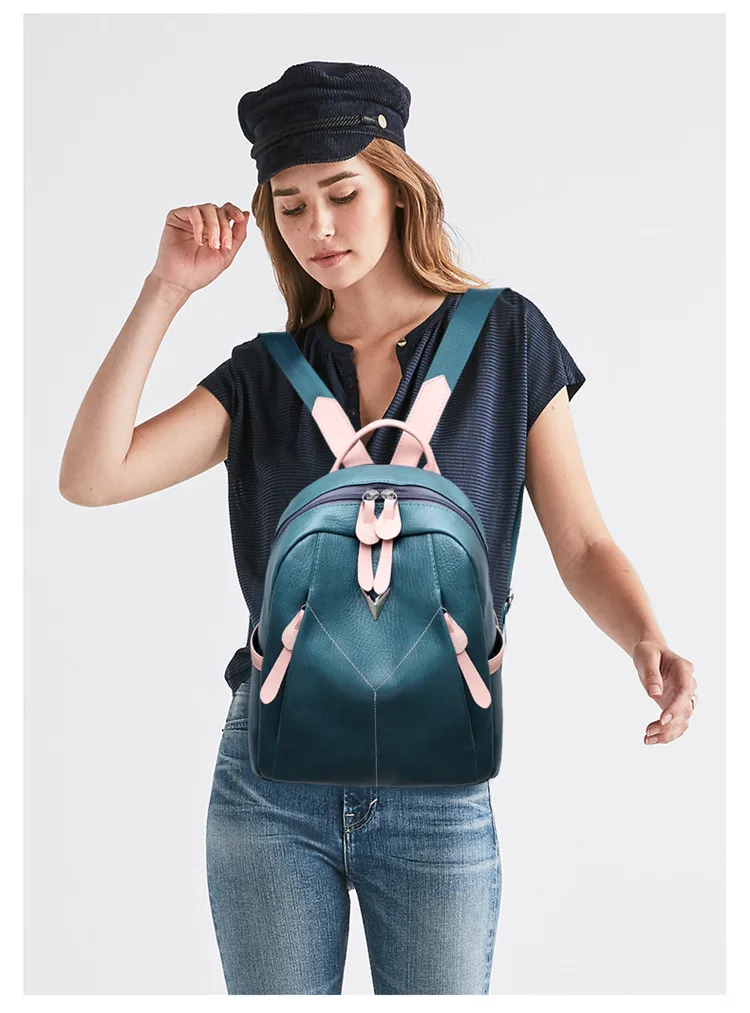 PU Leather Women's Backpacks Large Capacity Bag For Teenager Girls Fashion Solid Backpack Female Black Rucksacks Female backpack