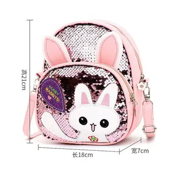 

Cute Kids Toddler Girls Backpack Kindergarten Schoolbag 3D Cartoon Rabbit Shoulder Bag Sequied Bakcpack Birthday Gift Bag
