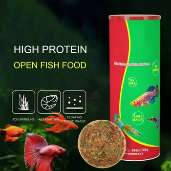 

Aquarium Fish Food Tetra Flakes For Tropical Fish Marine Ornamental Fish Small Goldfish Koi Floating Feeding Food 300ml
