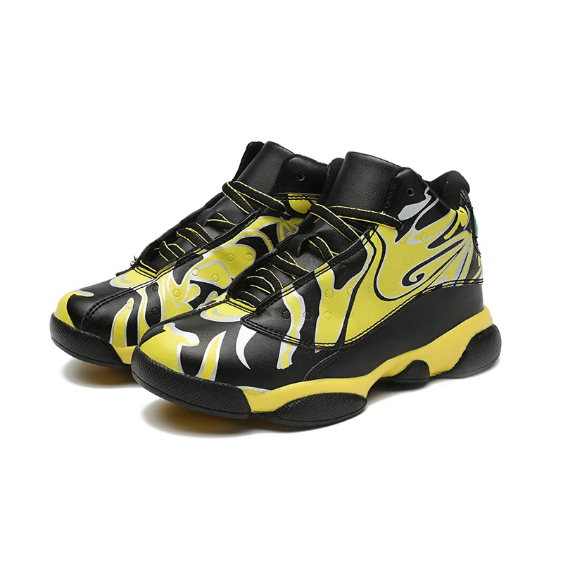 Дизайнерские детские кроссовки для бега JD 13 Rerro Баскетбольные Кроссовки AJ 4,11, 13 Chicago Scottie Enfant спортивные кроссовки для спортзала - Цвет: Цвет: желтый