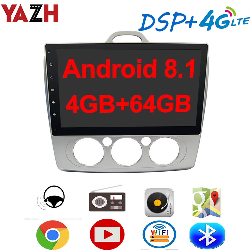 Автомобильный GPS МУЛЬТИМЕДИА YAZH 4 Гб 64 ГБ для Ford Focus /S-Max 2007-2011(Manul) с 10 1-дюймовым