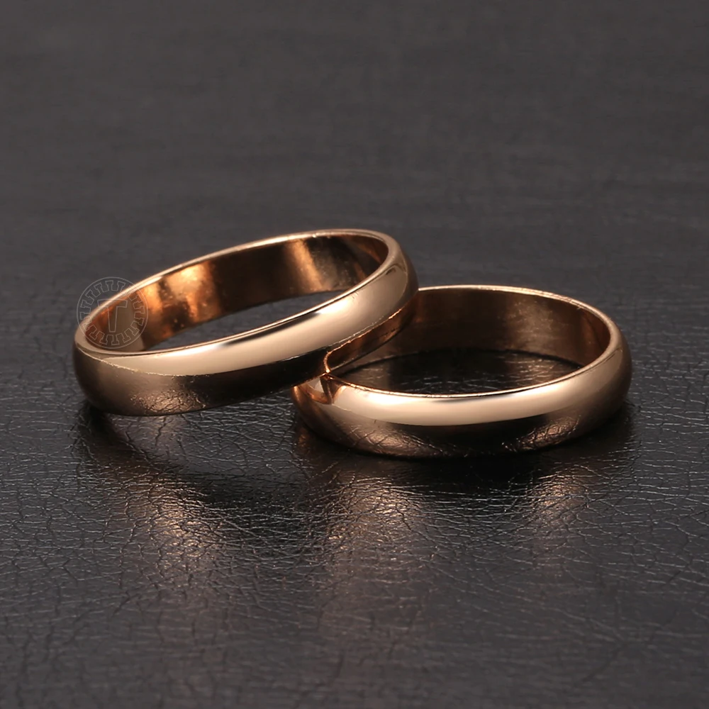 585 Rose Gold Color Ring Set Smooth Gold Filled Rings Wedding Band Couple Ring Simple Jewelry Gifts US Size 6-12 LGR75 ring set,gold color rings,couples rings,finger ring,gold color ring,wedding rings,wedding ring