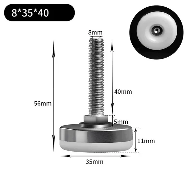 2/4/8Pcs Metal Furniture Legs Anti-slip Base Coffee Table Cabinet Leg Pad M6 M8 M10 Adjustable Leveling Feet Leveler 15mm-40mm 35mm M8x40mm