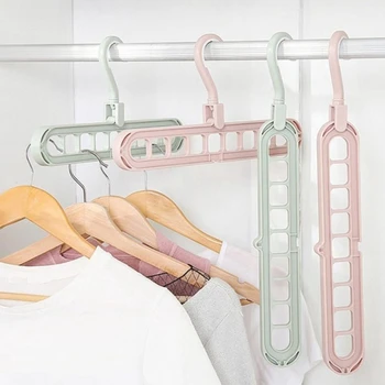 

Clothes Storage 9-hole Clothes hanger organizer Space Saving Hanger multi-function folding magic hanger drying Rack Scarf Holder