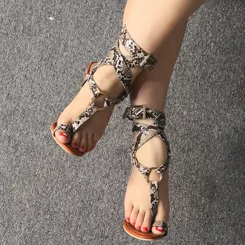 

DORATASIA Sexy Women Open Toe Ankle Strap Brand Designer Shoes Party Dress Sandals Women Snake Print High Heels Sandals