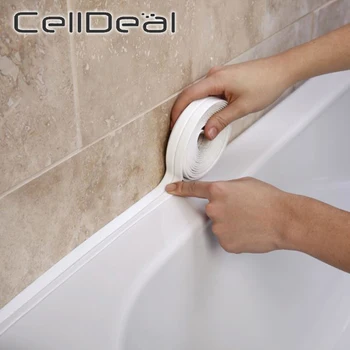 

3.2mx38mm Bathroom Kitchen Sink Bath Sealing Strip Tape White PVC Self adhesive Waterproof Wall Sticker for Bathroom Shower