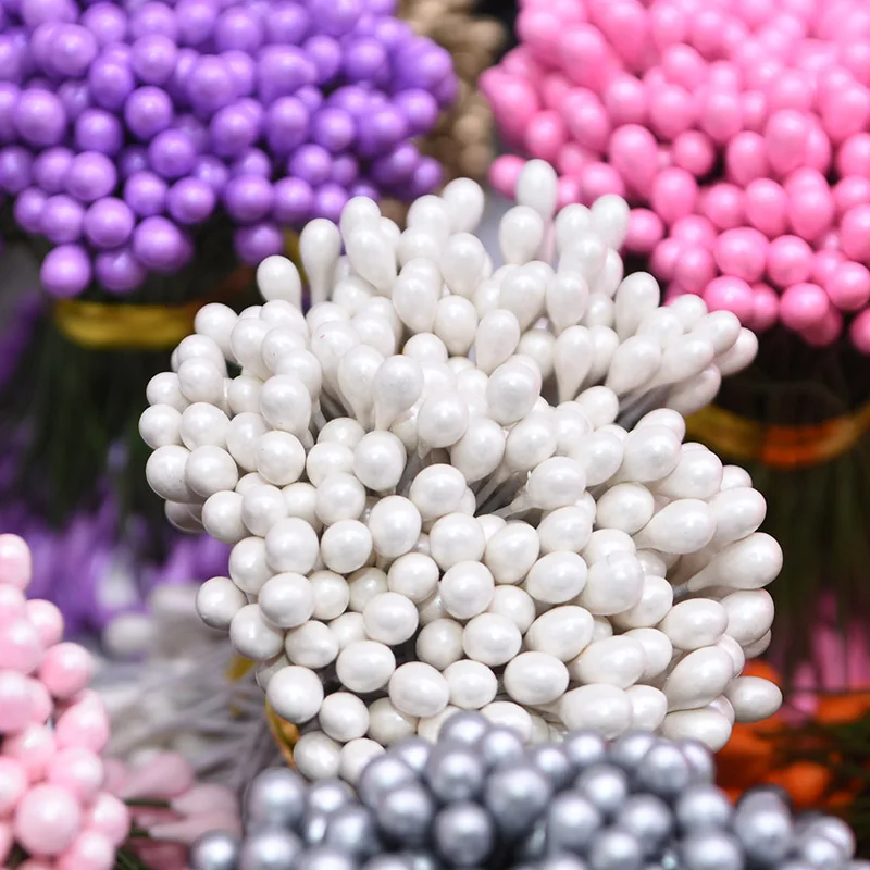 130 шт. 3 мм Двойные головки жемчужные Stamen Pistils DIY искусственные материалы для