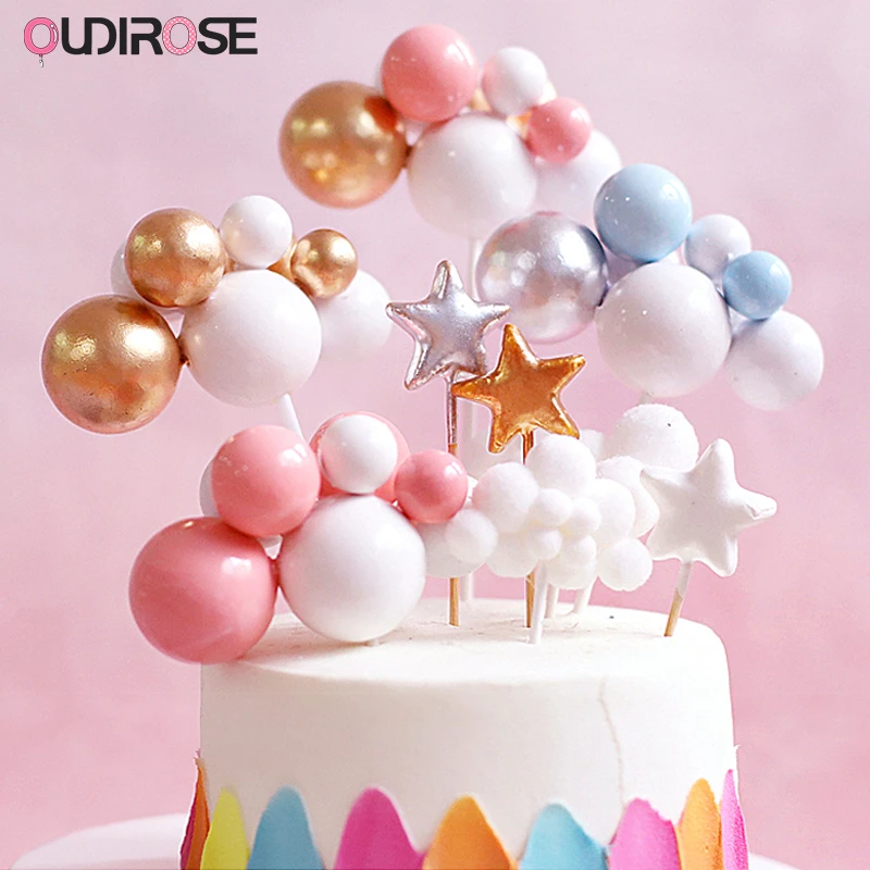 Decoration De Gateau Boule Ronde Arc En Ciel Etoile Nuage Etoile Decoration De Gateau D Anniversaire Avec Lettres Dessert Reception De Mariage Decoration De Table Aliexpress