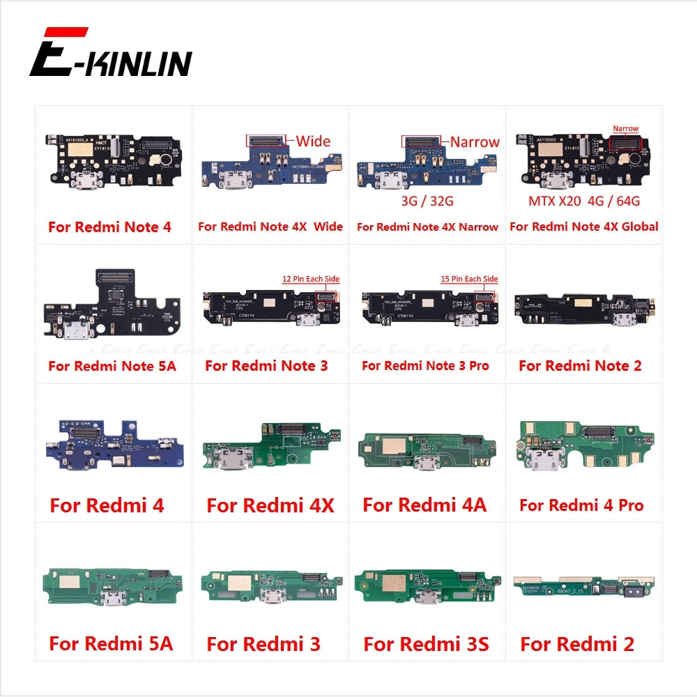 

Charging Port Connector Board Parts Flex Cable For XiaoMi Redmi Note 5A 4 4X 4A 3 3S 2 2A Pro Global