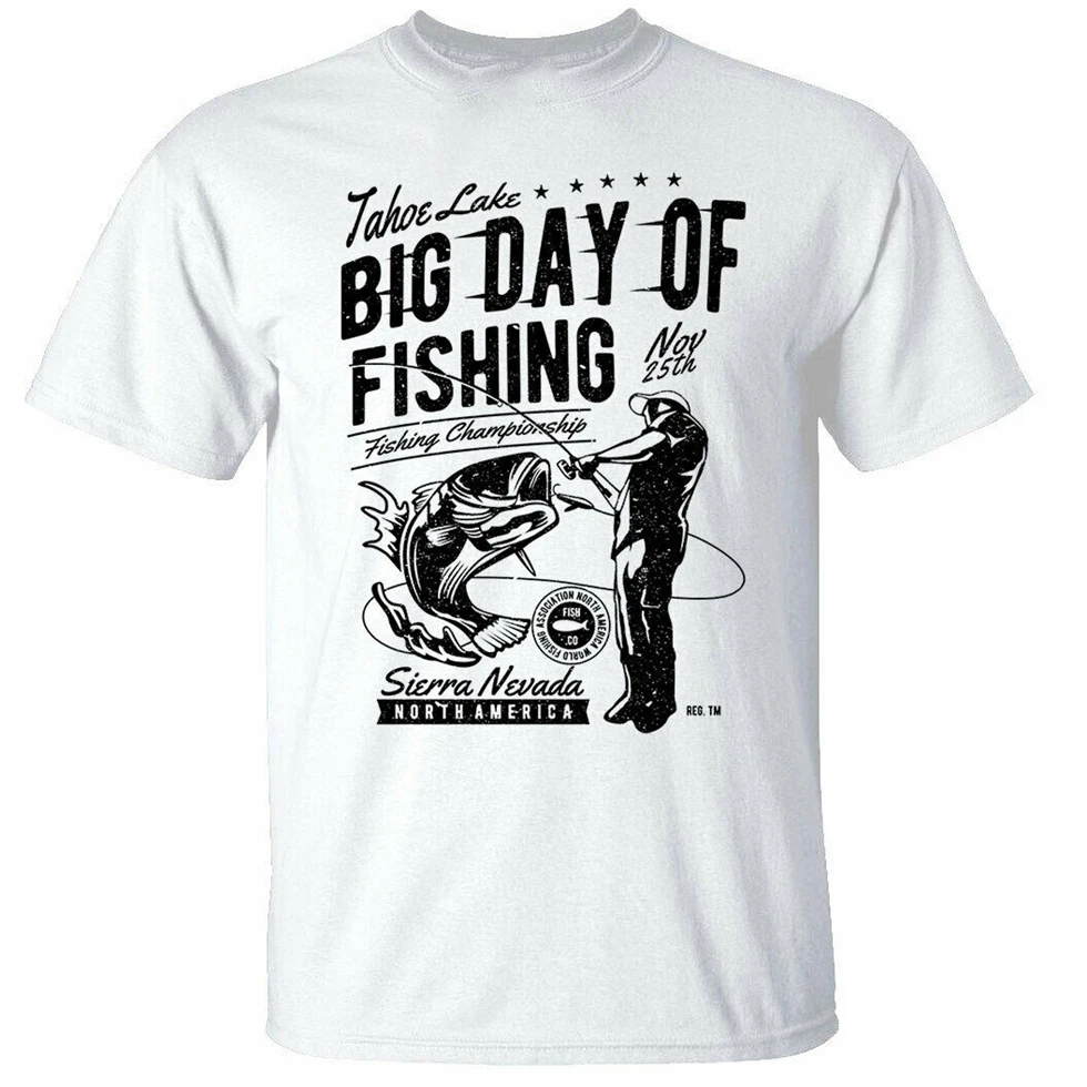 Big Day Of Fishing T Shirt Mens Fisherman Gift Angler Tee White Fitness Tee Shirt T Shirts Aliexpress