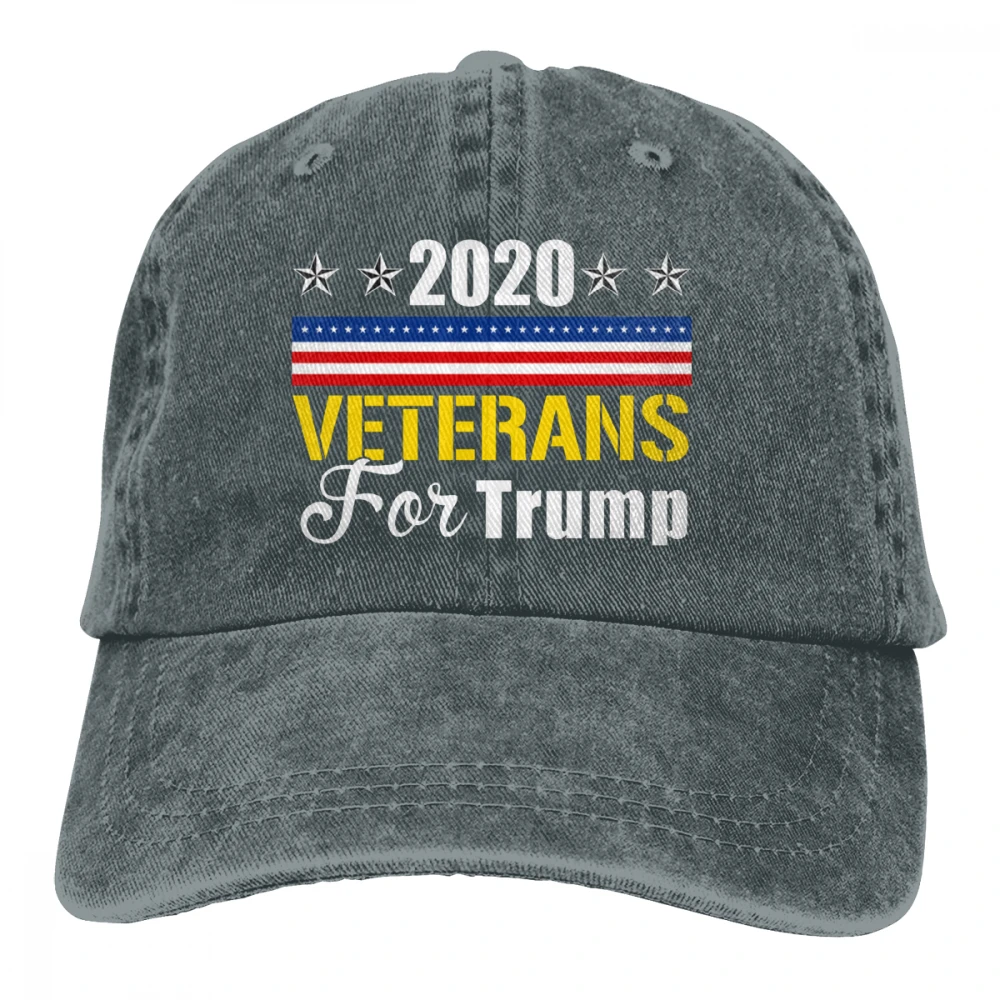Ветераны для Трампа Casquette черные унисекс Мужские Женские джинсовые бейсболка с ремешком кепки регулируемые Гольф папа шляпа