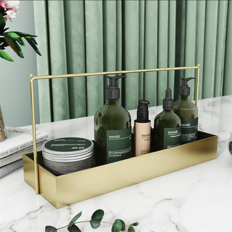 

Nordic Metal Desktop Rack Storage Storage Box Simple Bathroom Cosmetics Decoration Home Organizer Storage