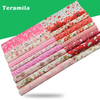 

Teramila 9PCS 50cmX50cm Sewing Printed Cloth For Needlework Dolls Telas Patchwork Algodon Tissue Cotton Fabric Handmade Fabrics