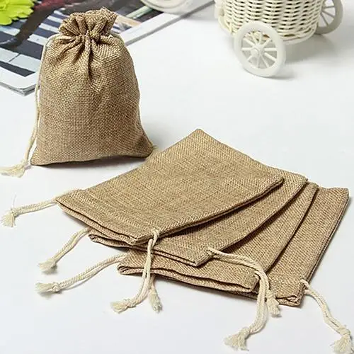 

5Pcs Mini Rustic Burlap Bag Drawstring Wedding Party Favor Vintage Sack Pouch