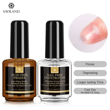 

SAVILAND Nail Primer Gel Nail Polish Nail Bond Free Fast Air Dry Acid Need Top Base Coat Gel Varnish for Nail Art Design