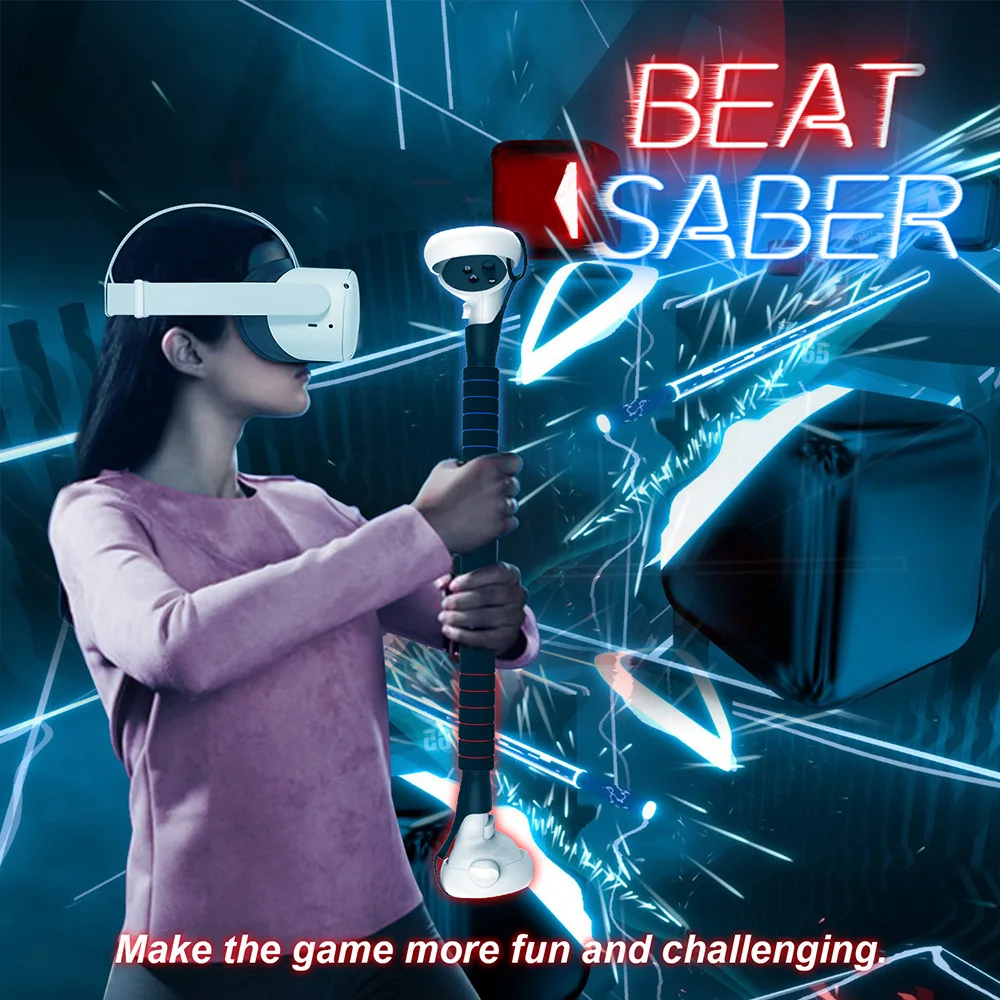 Vr Gaming Long Lightsaber Handles Extension Grips For Oculus Quest 2 Quest Or Rift Controllers Playing Beat Games - Vr - AliExpress