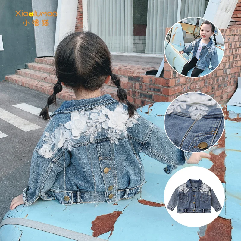 Джинсовая куртка для маленьких девочек на весну и осень повседневные куртки